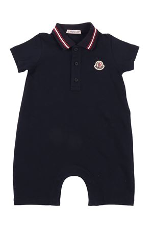 Tutina in piquet di cotone con orlo tricolore MONCLER KIDS | L19518L000068496F778